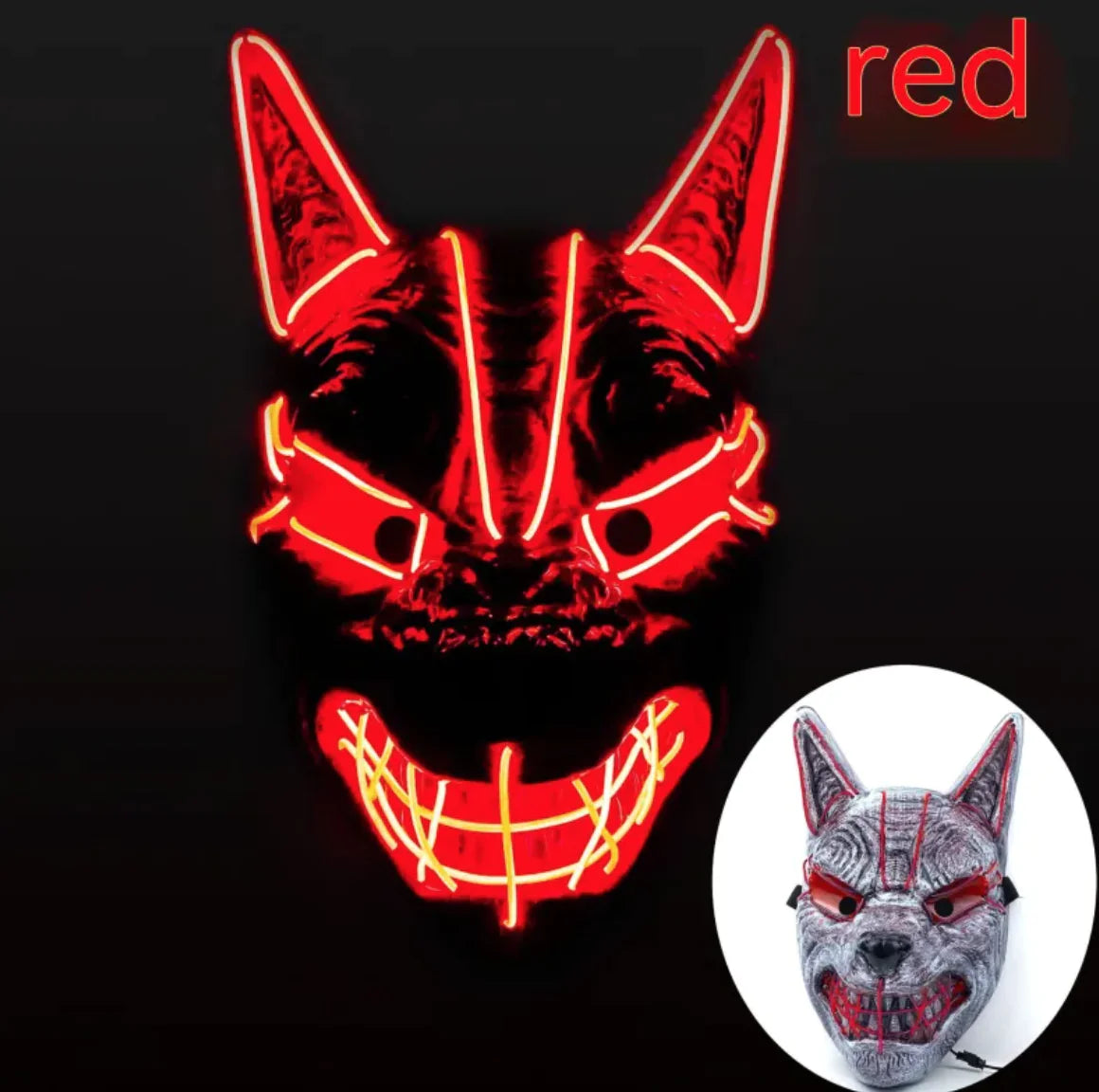 LED Full Face Luminous Halloween Mask