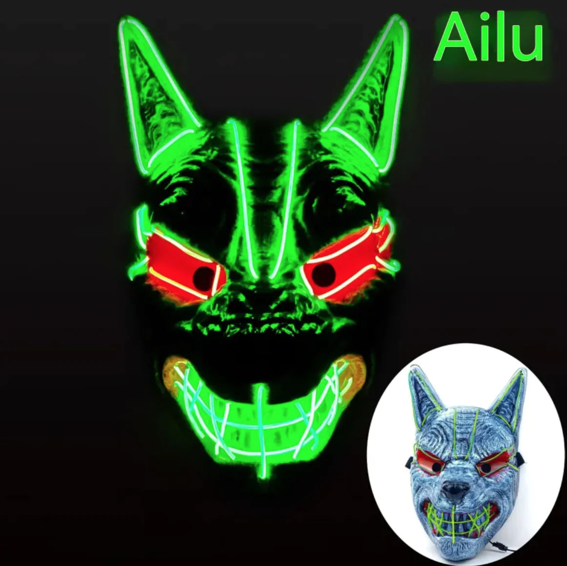 LED Full Face Luminous Halloween Mask