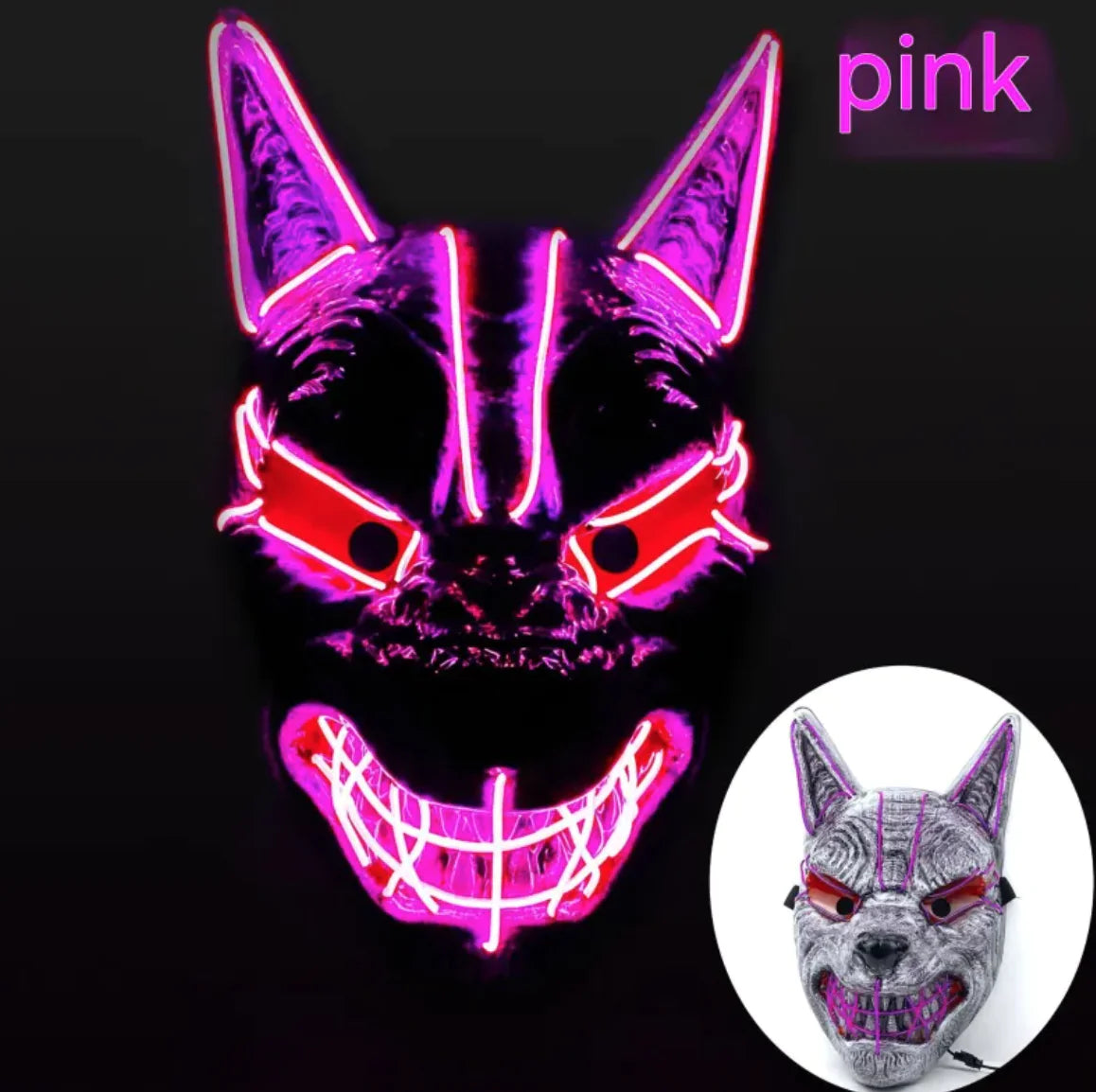 LED Full Face Luminous Halloween Mask