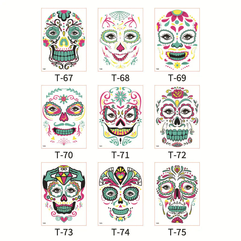 Halloween Glow-in-the-Dark Face Tattoo Stickers