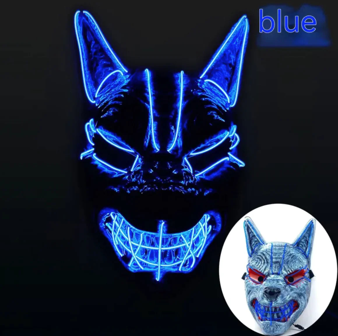 LED Full Face Luminous Halloween Mask