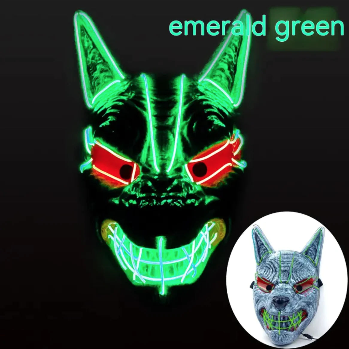 LED Full Face Luminous Halloween Mask