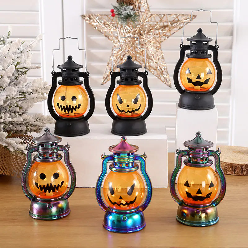 Vintage Halloween Pumpkin Lantern with LED Candle