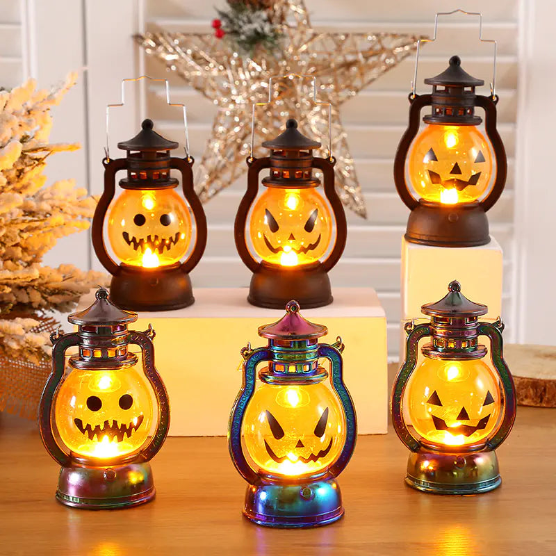 Vintage Halloween Pumpkin Lantern with LED Candle