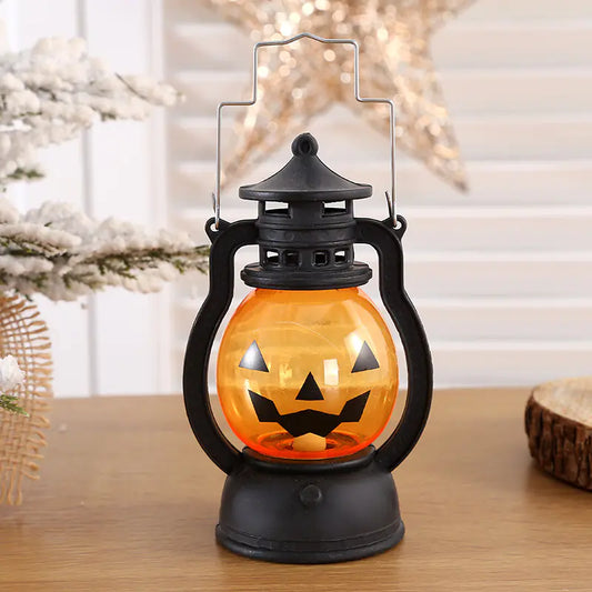 Vintage Halloween Pumpkin Lantern with LED Candle