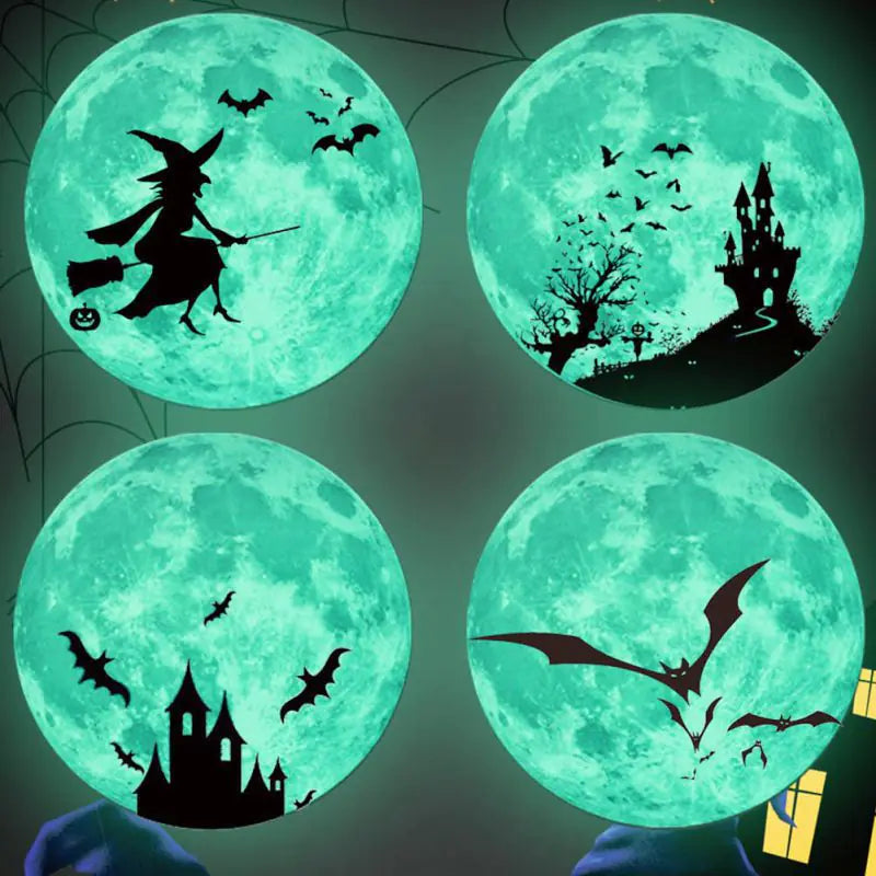 Glow-in-the-Dark Moon Wall Stickers for Halloween