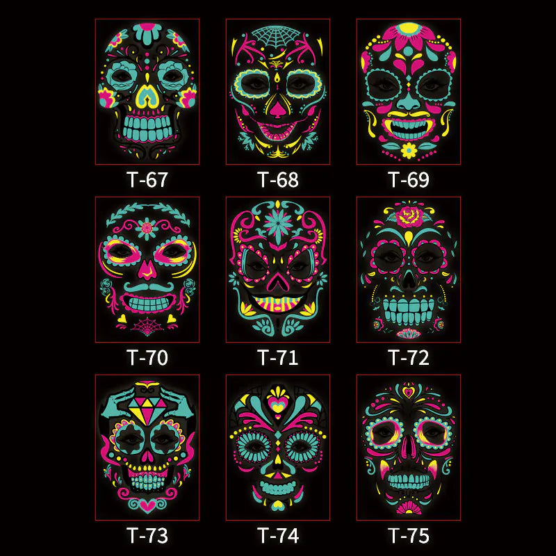 Halloween Glow-in-the-Dark Face Tattoo Stickers