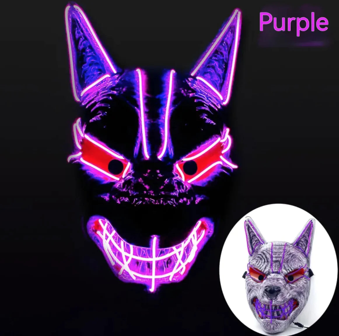 LED Full Face Luminous Halloween Mask