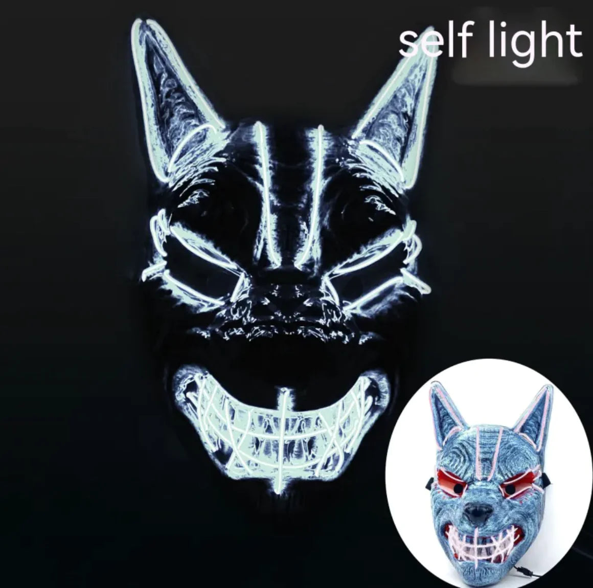 LED Full Face Luminous Halloween Mask